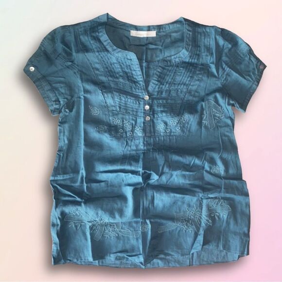 Charlotte Russe, Dusty Blue, Retro, Peasant Blouse - Picture 12 of 12